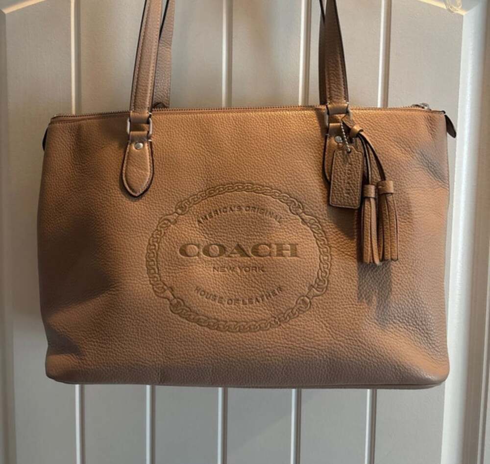 COACH Gallery Tote Coach Heritage CM086 Beige Leather